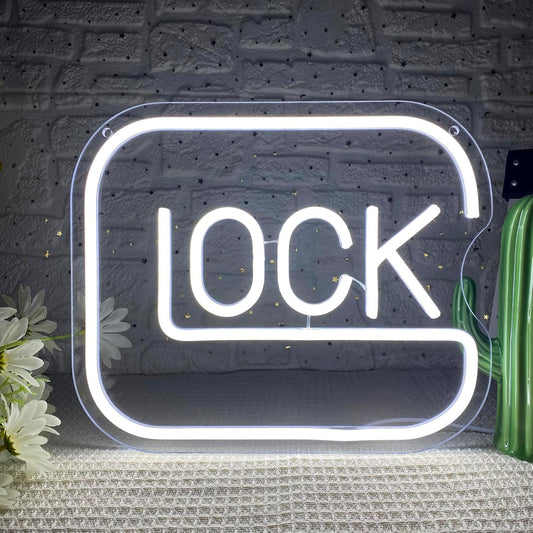 Lock Firearm Gun Neon Sign
