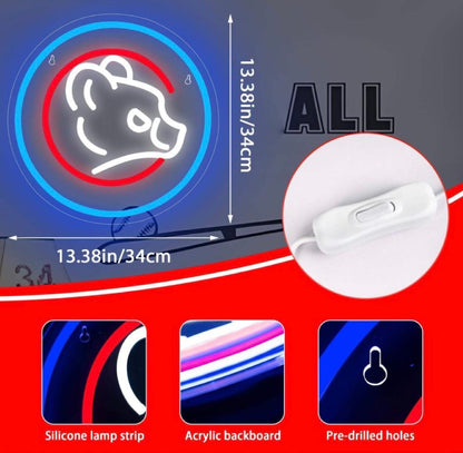 Chicago Cubs Bear Baseball Neon Sign