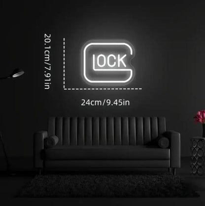 Lock Firearm Gun Neon Sign
