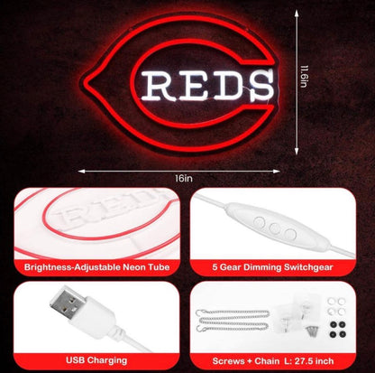 Reds Baseball MLB Neon Sign